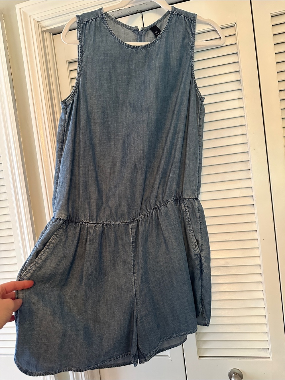 GAP Light Blue Denim-Style Sleeveless Top Romper